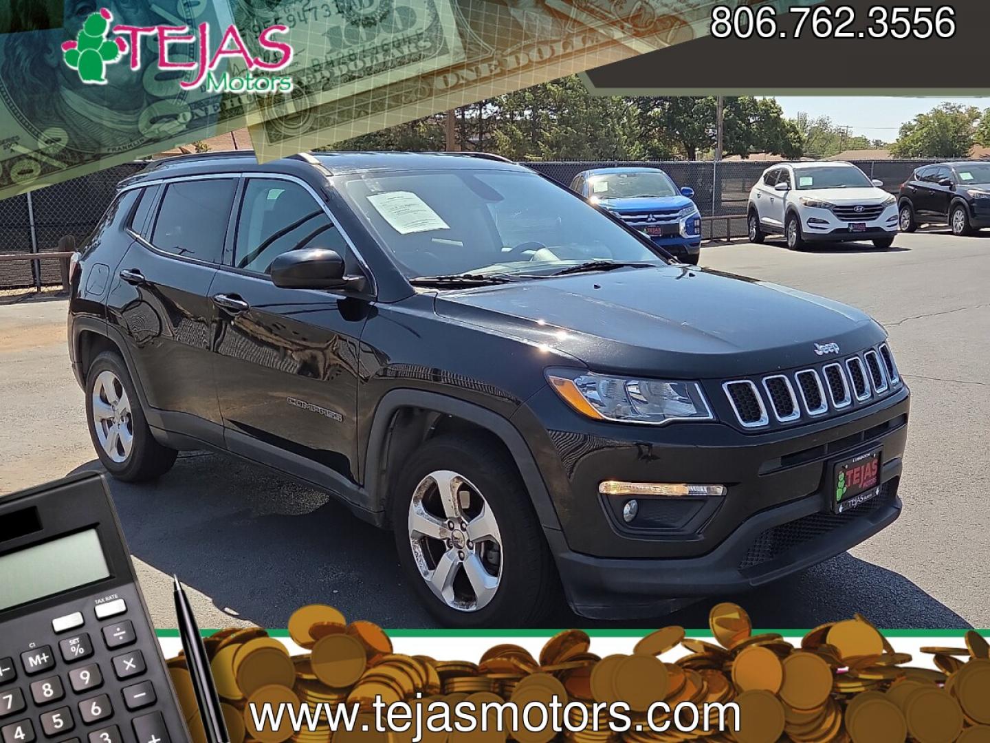 2017 Diamond Black Crystal Pearlcoat - PXJ /Black - X9 Jeep New Compass Latitude FWD (3C4NJCBB1HT) with an Tigershark MultiAir 2.4L I-4 variable valve control, regular unleaded, engine with 180HP engine, located at 4110 Avenue Q, Lubbock, 79412, 33.556553, -101.855820- Photo#0