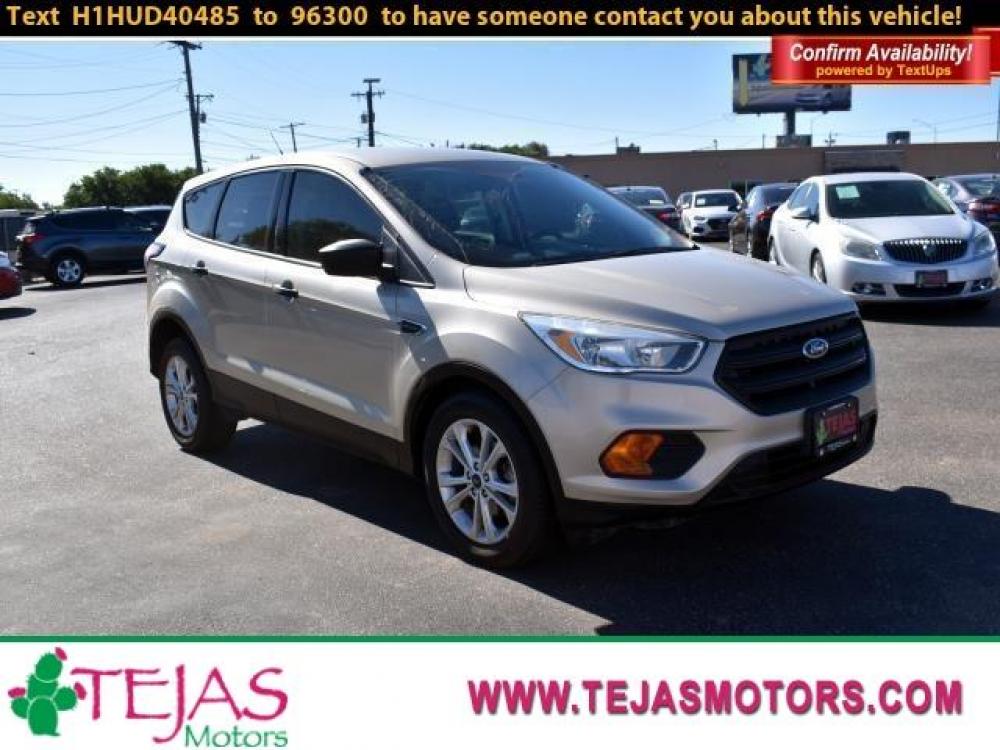 2017 WHITE GOLD METALLIC /CHARCOAL BLACK Ford Escape S FWD (1FMCU0F78HU) with an 2.5L i-VCT engine, 6-SPEED AUTOMATIC W/SELECTSHIFT transmission, located at 3701 Avenue Q, Lubbock, 79412, (806) 762-3556, 33.560417, -101.855019 - Photo #0