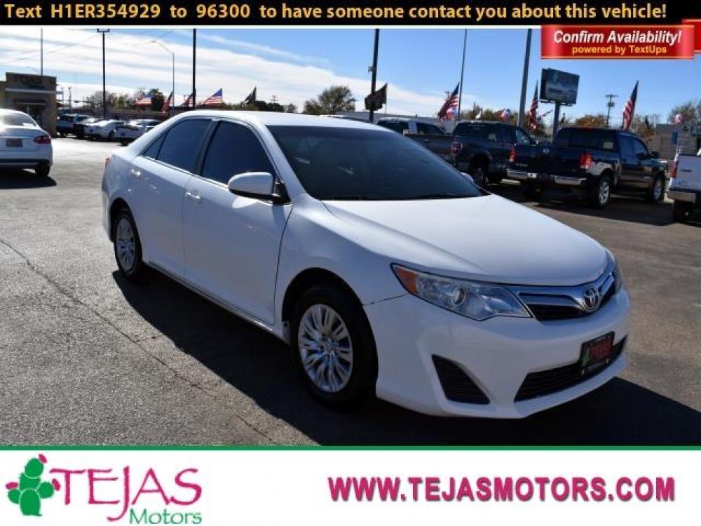 2014 SUPER WHITE /IVORY Toyota Camry 4dr Sdn I4 Auto LE (Natl) *Ltd Avail* (4T4BF1FK9ER) with an 2.5L I-4 DOHC SMPI engine, 6-SPEED AUTOMATIC transmission, located at 3701 Avenue Q, Lubbock, 79412, (806) 762-3556, 33.560417, -101.855019 - Photo #0