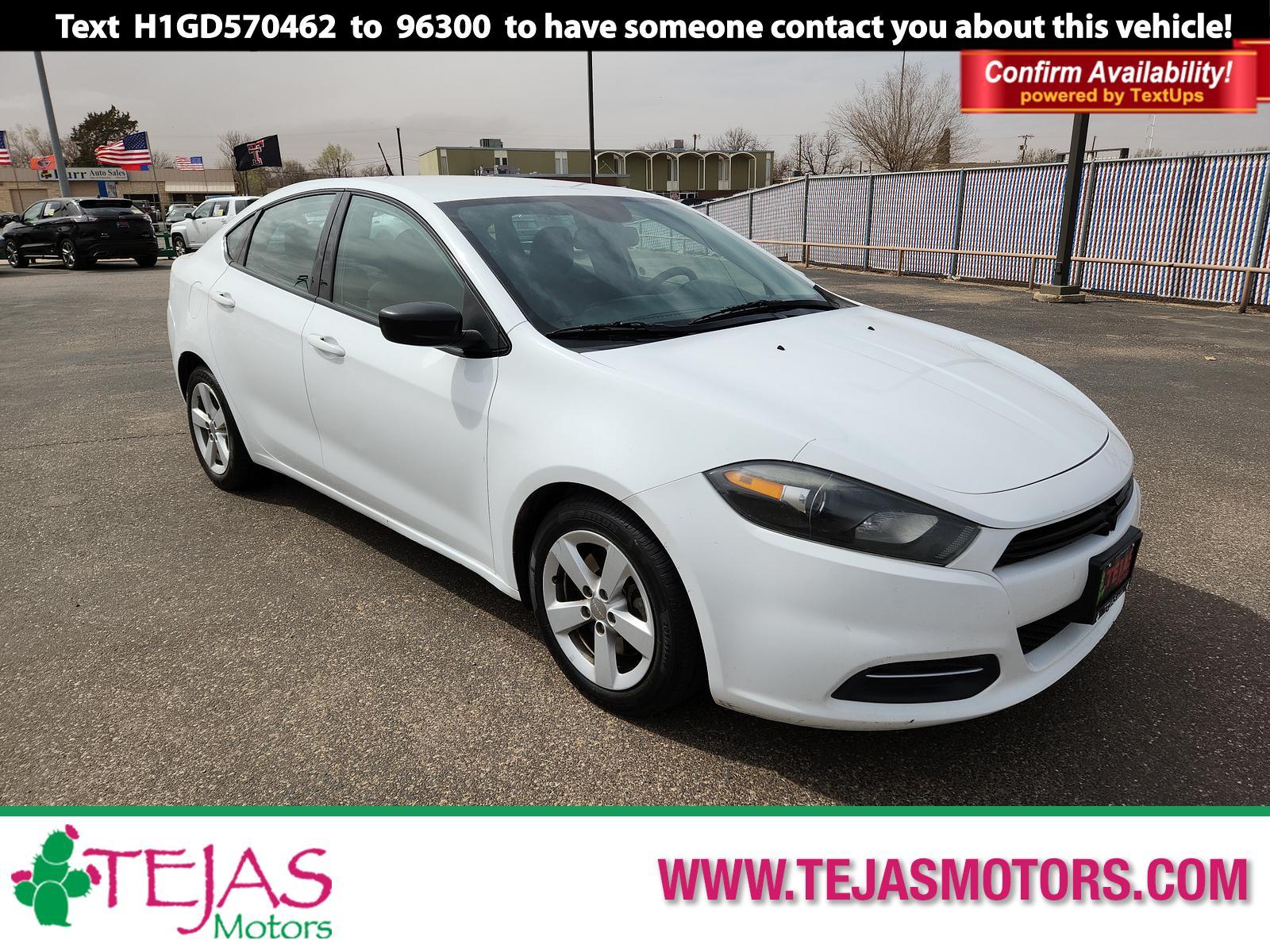 2016 Bright White Clearcoat /Black Dodge Dart SXT (1C3CDFBA1GD) with an ENGINE: 2.0L I4 DOHC engine, located at 4110 Avenue Q, Lubbock, 79412, 33.556553, -101.855820 - 03/17/2023 KEY AND INSPECTION IN ENVELOPE GOD - Photo #0