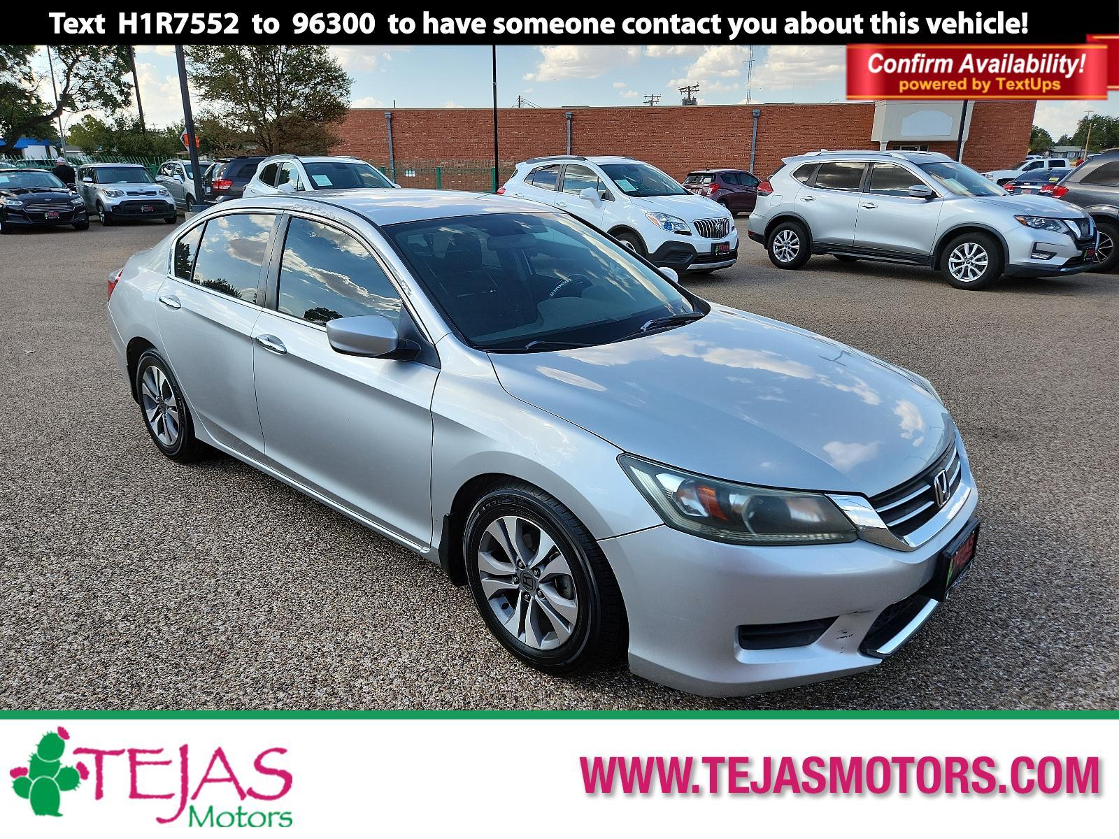 2015 SILVER Honda Accord Sedan LX (1HGCR2F34FA) with an Engine: 2.4L 16-Valve DOHC i-VTEC I-4 engine, located at 4110 Avenue Q, Lubbock, 79412, 33.556553, -101.855820 - 08/16/2023 INSPECTION IN ENVELOPE GOD 08/18/2023 KEY IN ENVELOPE GOD - Photo #0