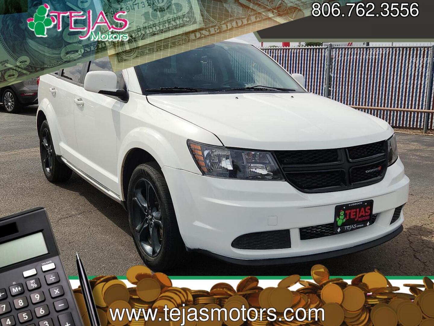 2018 Vice White - PW3 /Black - X9 Dodge Journey Crossroad (3C4PDCGB1JT) with an Tigershark MultiAir 2.4L I-4 DOHC, variable valve control, regular unleaded, engine with 173HP engine, located at 4110 Avenue Q, Lubbock, 79412, 33.556553, -101.855820 - 06/11/2026 KEY IN ENVELOPE GOD- Photo#0