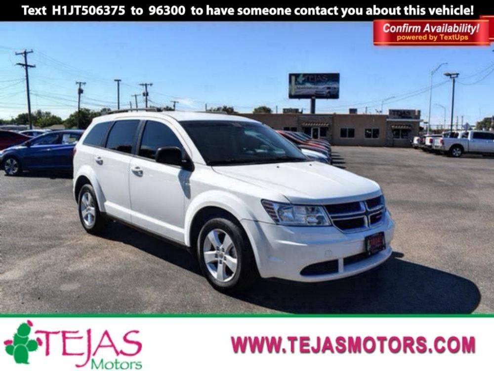 2018 WHITE Dodge Journey (3C4PDCAB6JT) with an 2.4L I4 DOHC 16V Dual VVT engine, 4-SPEED AUTOMATIC VLP transmission, located at 3701 Avenue Q, Lubbock, 79412, 33.560417, -101.855019 - Photo #0
