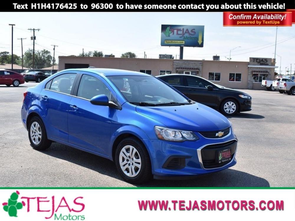 2017 BLUE Chevrolet Sonic (1G1JB5SH5H4) with an 4 Cylinder Engine engine, 6-SPEED AUTOMATIC transmission, located at 3701 Avenue Q, Lubbock, 79412, 33.560417, -101.855019 - Photo #0