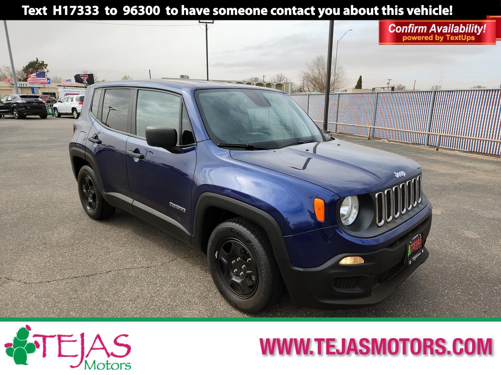 2018 Jetset Blue /Black Jeep Renegade Sport (ZACCJAAB7JP) with an ENGINE: 2.4L I4 MULTIAIR engine, located at 4110 Avenue Q, Lubbock, 79412, 33.556553, -101.855820 - 03/10/2023 KEY AND INSPECTION IN ENVELOPE GOD - Photo #0