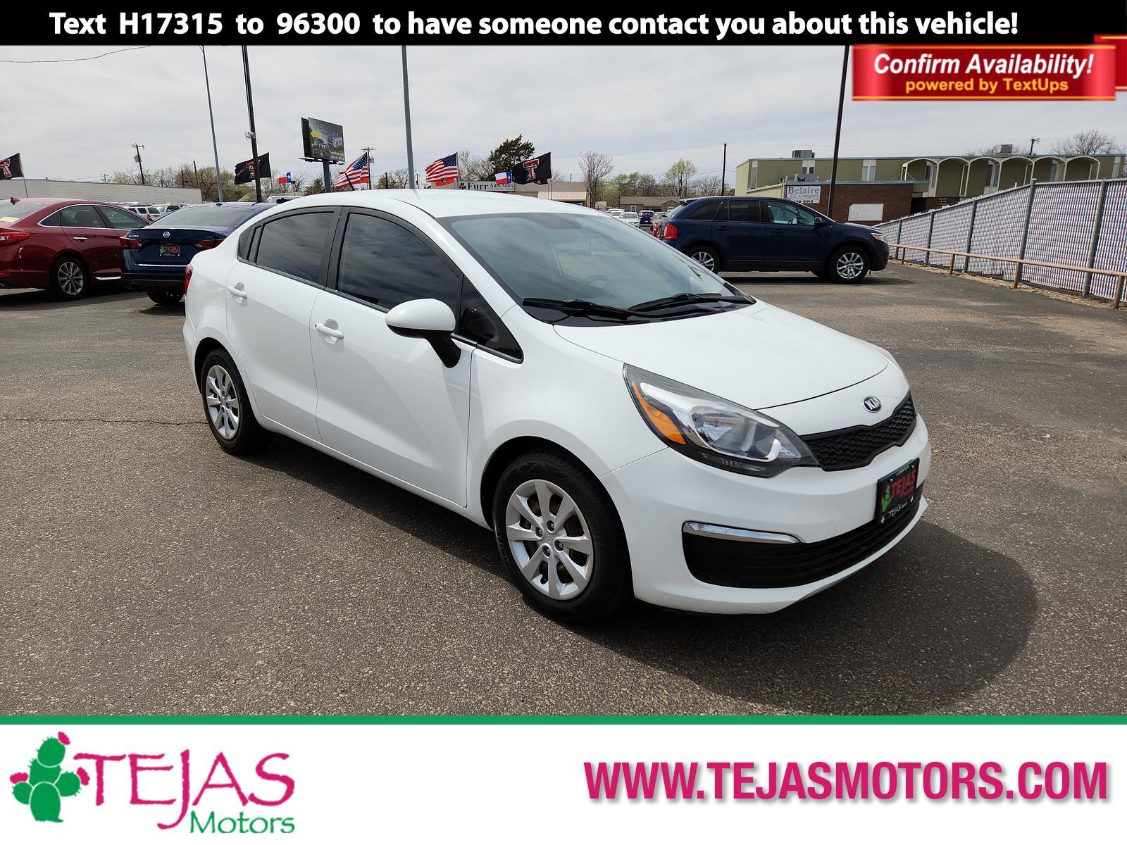 2016 Clear White /Black Kia Rio LX (KNADM4A34G6) with an Engine: 1.6L GDI 16-Valve 4-Cylinder -inc: aluminum block engine, located at 4110 Avenue Q, Lubbock, 79412, 33.556553, -101.855820 - 03/17/2023 KEY SND INSPECTION IN ENVELOPE GOD - Photo #0