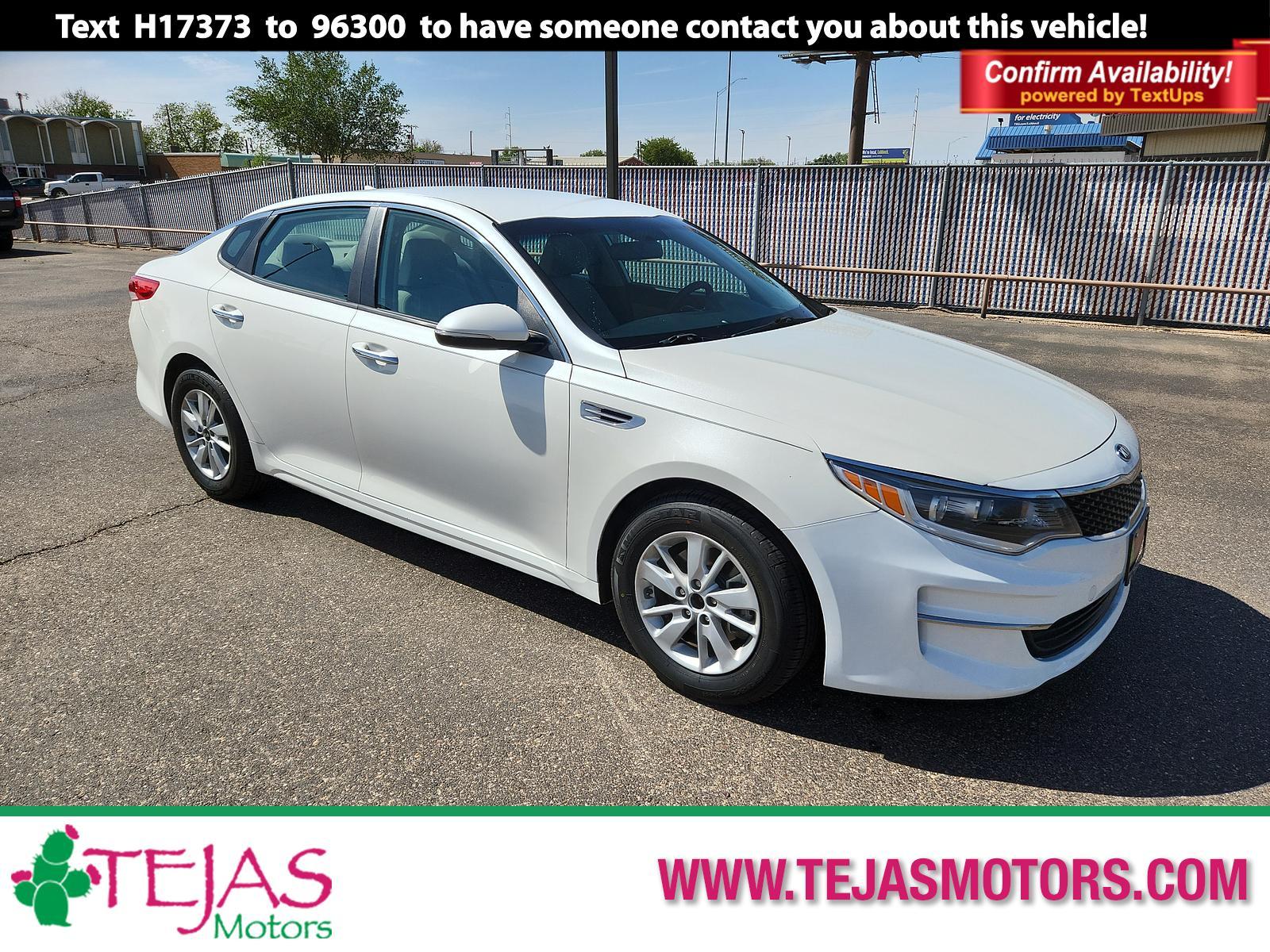 2016 WHITE Kia Optima LX (KNAGT4L32G5) with an Engine: 2.4L DOHC I4 GDI engine, located at 4110 Avenue Q, Lubbock, 79412, 33.556553, -101.855820 - 04/28/2023 KEY IN ENVELOPE GOD - Photo #0
