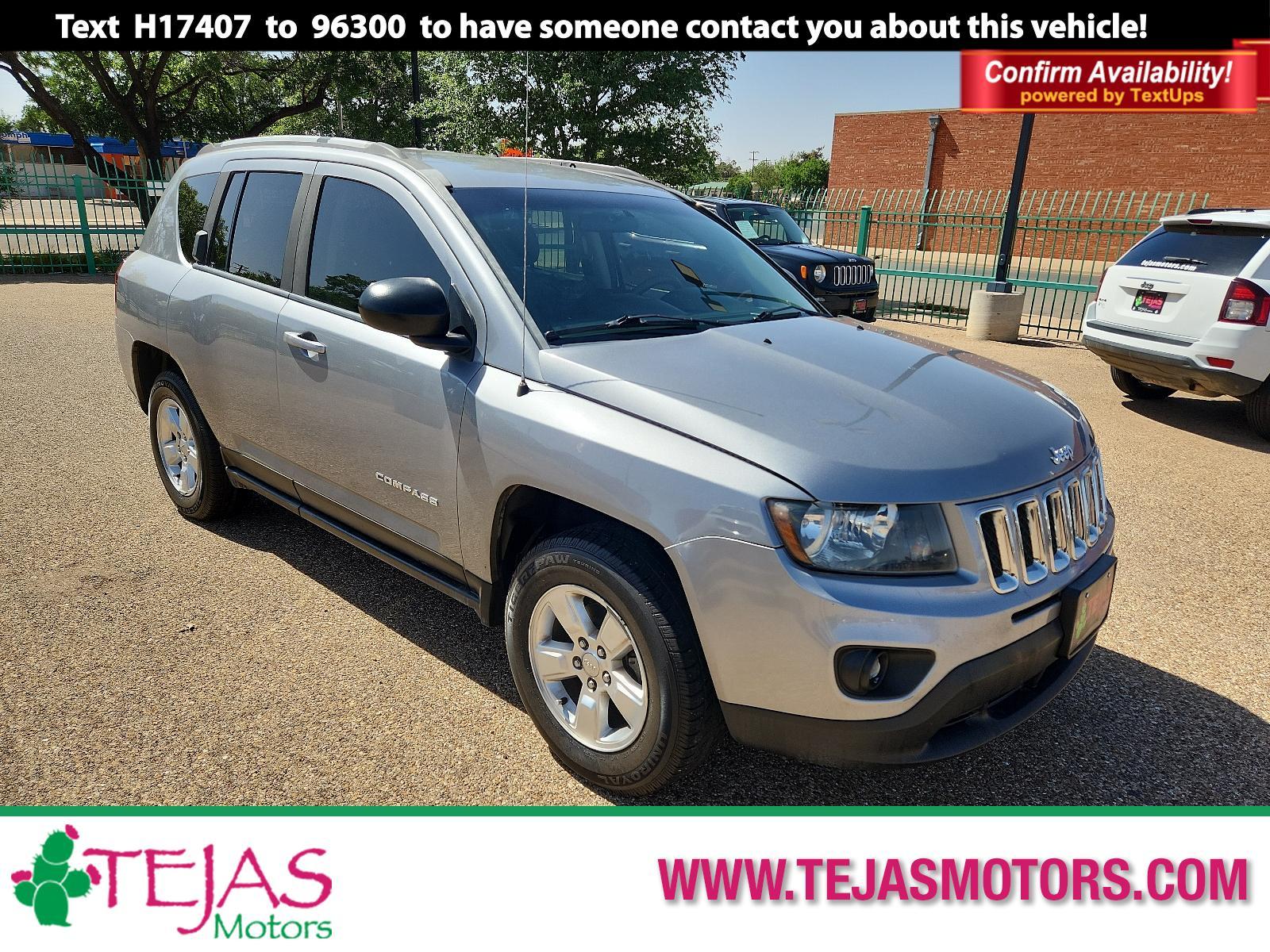 2015 SILVER Jeep Compass Sport (1C4NJCBA5FD) with an ENGINE: 2.0L I4 DOHC 16V DUAL VVT engine, located at 4110 Avenue Q, Lubbock, 79412, 33.556553, -101.855820 - 05/06/2023 KEY IN ENVELOPE GOD 05/10/2023 KEY INENVELOPE GOD - Photo #0
