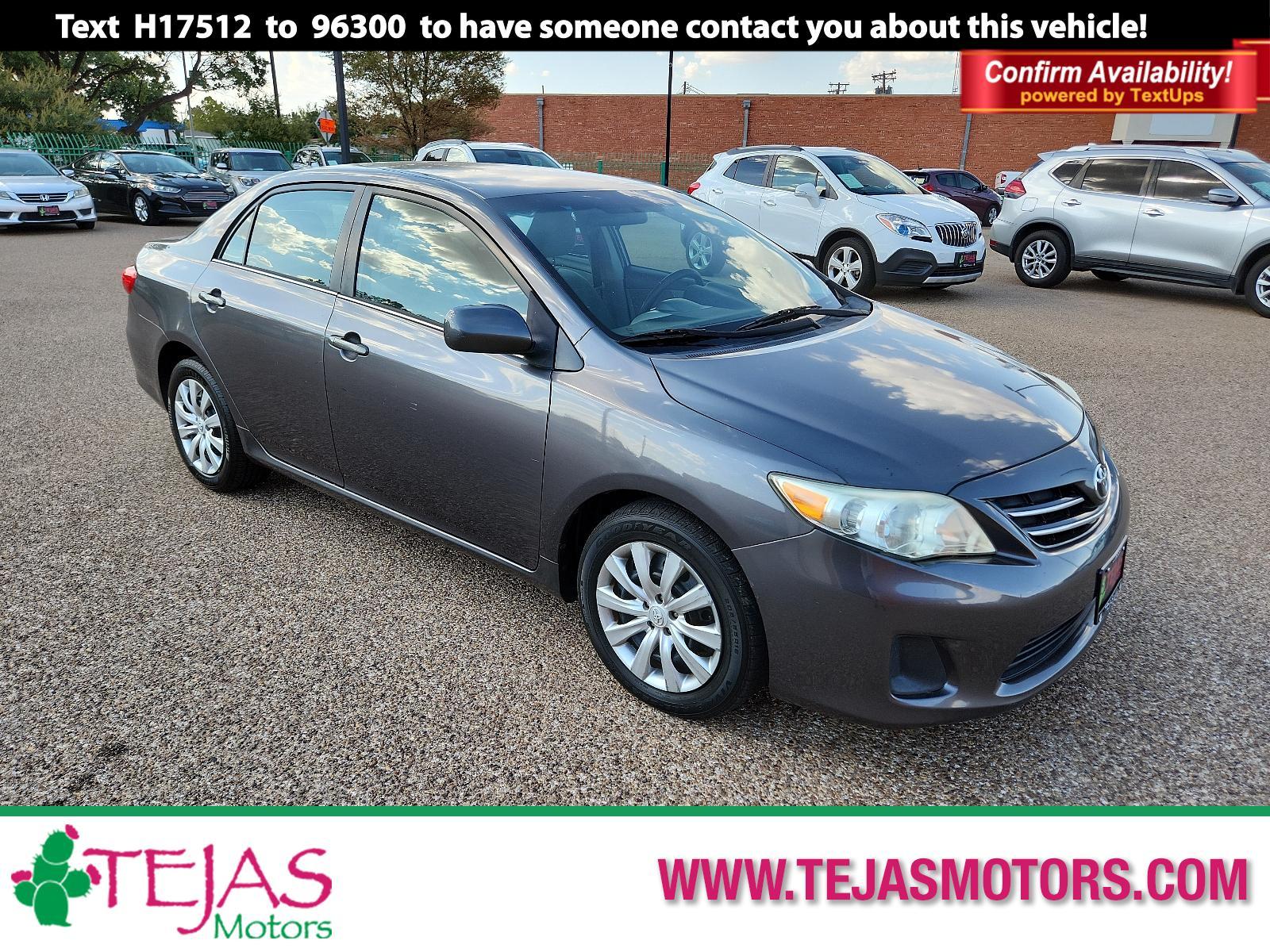 2013 GRAY Toyota Corolla L (5YFBU4EE4DP) with an 1.8L DOHC SFI 16-valve VVT-i I4 engine engine, located at 4110 Avenue Q, Lubbock, 79412, 33.556553, -101.855820 - 08/11/2023 KEY AND INSPECTION IN ENVELOPE GOD - Photo #0