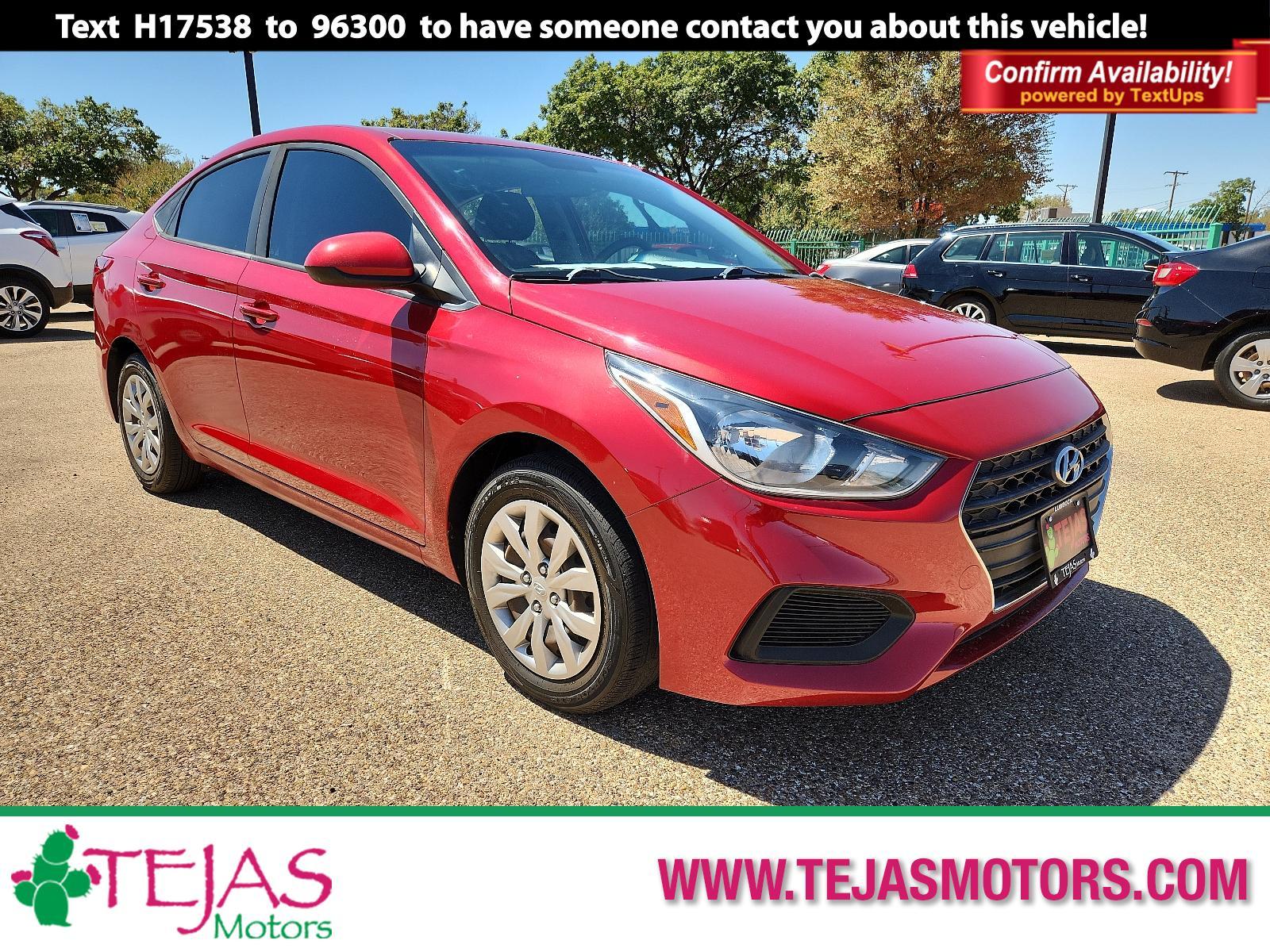 2018 RED /Grey Hyundai Accent SE (3KPC24A39JE) with an Engine: 1.6L DOHC 16-Valve I-4 GDI -inc: Dual Continuously Variable Valve Timing (D-CVVT) engine, located at 4110 Avenue Q, Lubbock, 79412, 33.556553, -101.855820 - 08/18/2023 KEY AND INSPECTION IN EVELOPE GOD - Photo #0