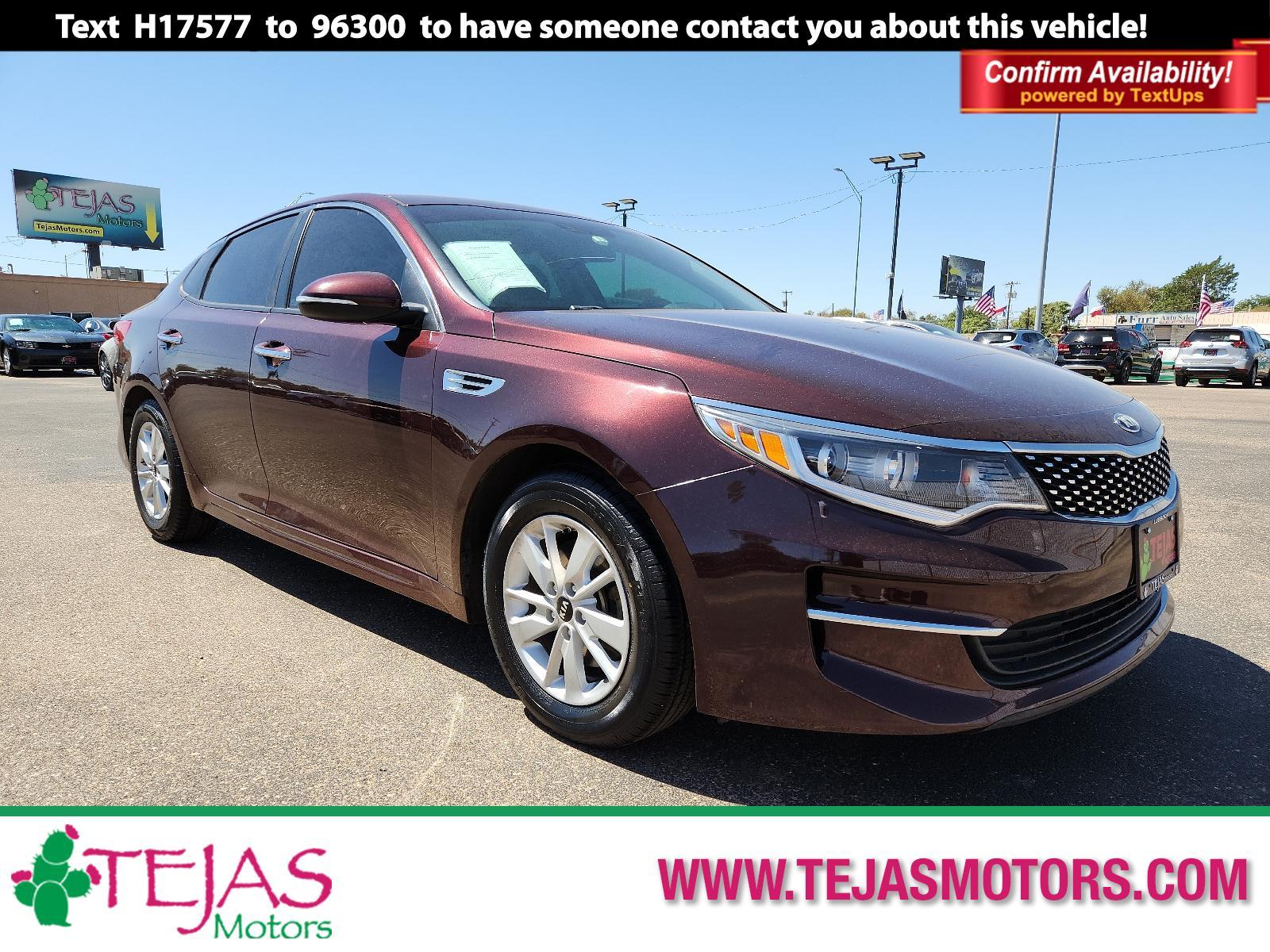 2018 PURPLE /Beige - BHH Kia Optima LX (5XXGT4L35JG) with an Engine: 2.4L DOHC I4 GDI engine, located at 4110 Avenue Q, Lubbock, 79412, 33.556553, -101.855820 - 09/01/2023 INSPECTION IN ENVELOPE GOD 09/02/2023 KEY IN ENVELOPE GOD - Photo #0