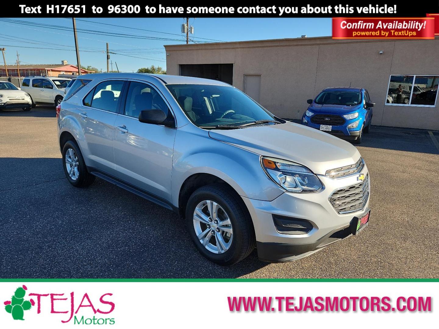 2017 SILVER Chevrolet Equinox LS (2GNALBEK3H1) with an ECOTEC 2.4L I-4 gasoline direct injection, DOHC, VVT variable valve control, regular unleaded, engine with 182HP engine, located at 4110 Avenue Q, Lubbock, 79412, 33.556553, -101.855820 - 10/21/2023 INSPECTION AND KEY IN ENVELOPE GOD - Photo#0