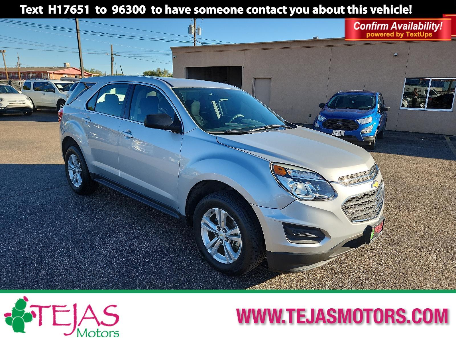 2017 SILVER Chevrolet Equinox LS (2GNALBEK3H1) with an ENGINE, 2.4L DOHC 4-CYLINDER SIDI (SPARK IGNITION DIRECT INJECTION) engine, located at 4110 Avenue Q, Lubbock, 79412, 33.556553, -101.855820 - 10/21/2023 INSPECTION AND KEY IN ENVELOPE GOD - Photo #0