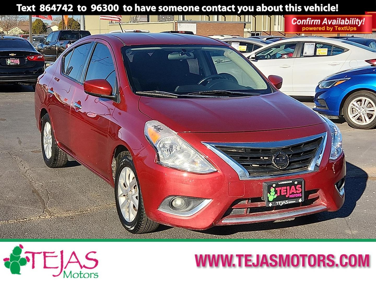 2018 Cayenne Red - NAH /Charcoal - G Nissan Versa 1.6 SV (3N1CN7AP8JL) with an 1.6L I-4 DOHC, variable valve control, regular unleaded, engine with 109HP engine, located at 4110 Avenue Q, Lubbock, 79412, 33.556553, -101.855820 - Photo#0