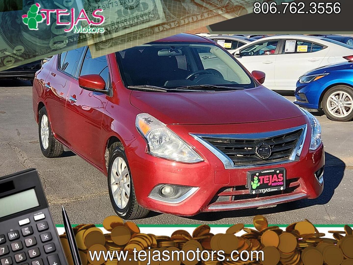 2018 Cayenne Red - NAH /Charcoal - G Nissan Versa 1.6 SV (3N1CN7AP8JL) with an 1.6L I-4 DOHC, variable valve control, regular unleaded, engine with 109HP engine, located at 4110 Avenue Q, Lubbock, 79412, 33.556553, -101.855820- Photo#0