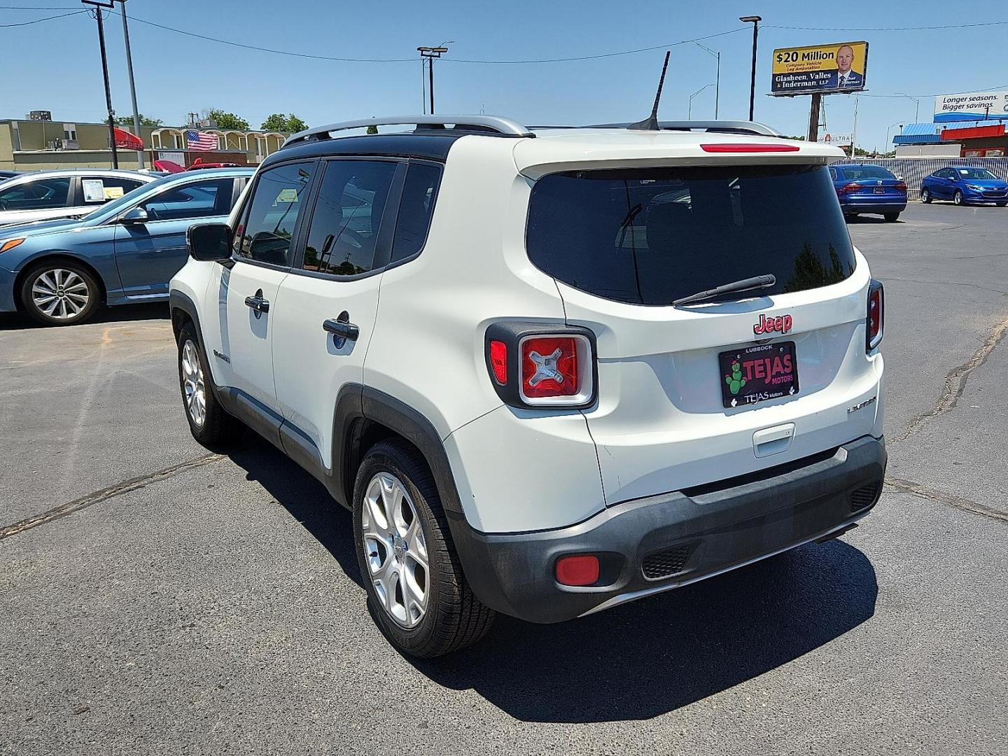 2018 WHITE Jeep Renegade Limited FWD (ZACCJADB3JP) with an Tigershark MultiAir 2.4L I-4 variable valve control, regular unleaded, engine with 180HP engine, located at 4110 Avenue Q, Lubbock, 79412, 33.556553, -101.855820 - Photo#2