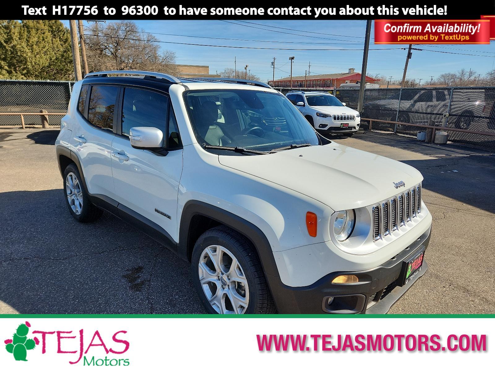 2018 WHITE Jeep Renegade Limited (ZACCJADB3JP) with an ENGINE: 2.4L I4 MULTIAIR engine, located at 4110 Avenue Q, Lubbock, 79412, 33.556553, -101.855820 - 01/16/2024 INSPECTION IN ENVENTORY GOD 01/30/2024 KEY IN ENVELOPE GOD - Photo #0