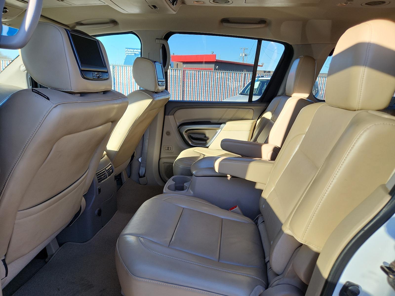 2015 Pearl White - QAB /Almond - Y Nissan Armada Platinum (5N1BA0NE6FN) with an ENGINE: 5.6L DOHC 32V ENDURANCE V8 W/FFV engine, located at 4110 Avenue Q, Lubbock, 79412, 33.556553, -101.855820 - 01/20/2024 INSPECTION IN INVENTORY - Photo #4