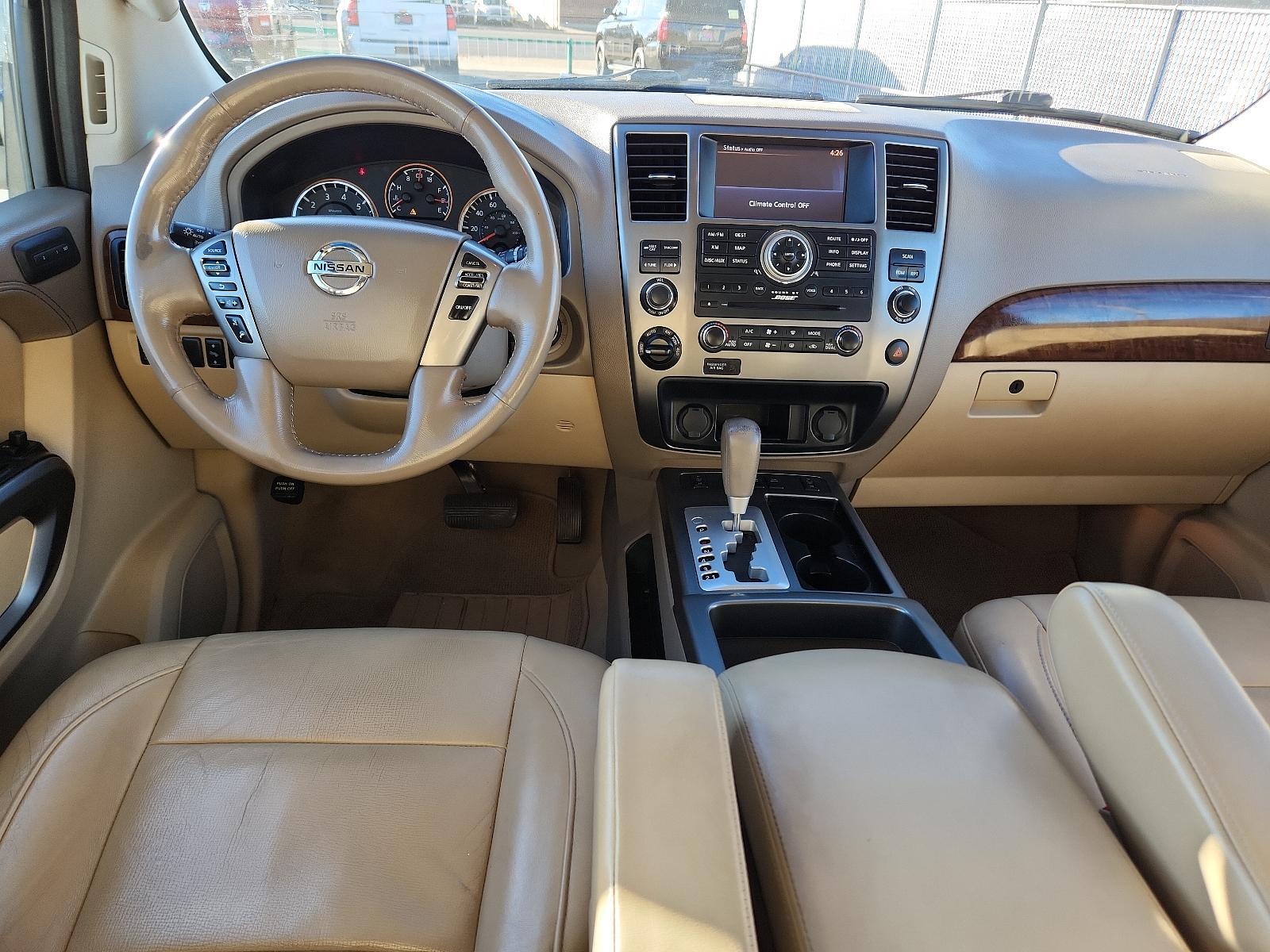 2015 Pearl White - QAB /Almond - Y Nissan Armada Platinum (5N1BA0NE6FN) with an ENGINE: 5.6L DOHC 32V ENDURANCE V8 W/FFV engine, located at 4110 Avenue Q, Lubbock, 79412, 33.556553, -101.855820 - 01/20/2024 INSPECTION IN INVENTORY - Photo #5