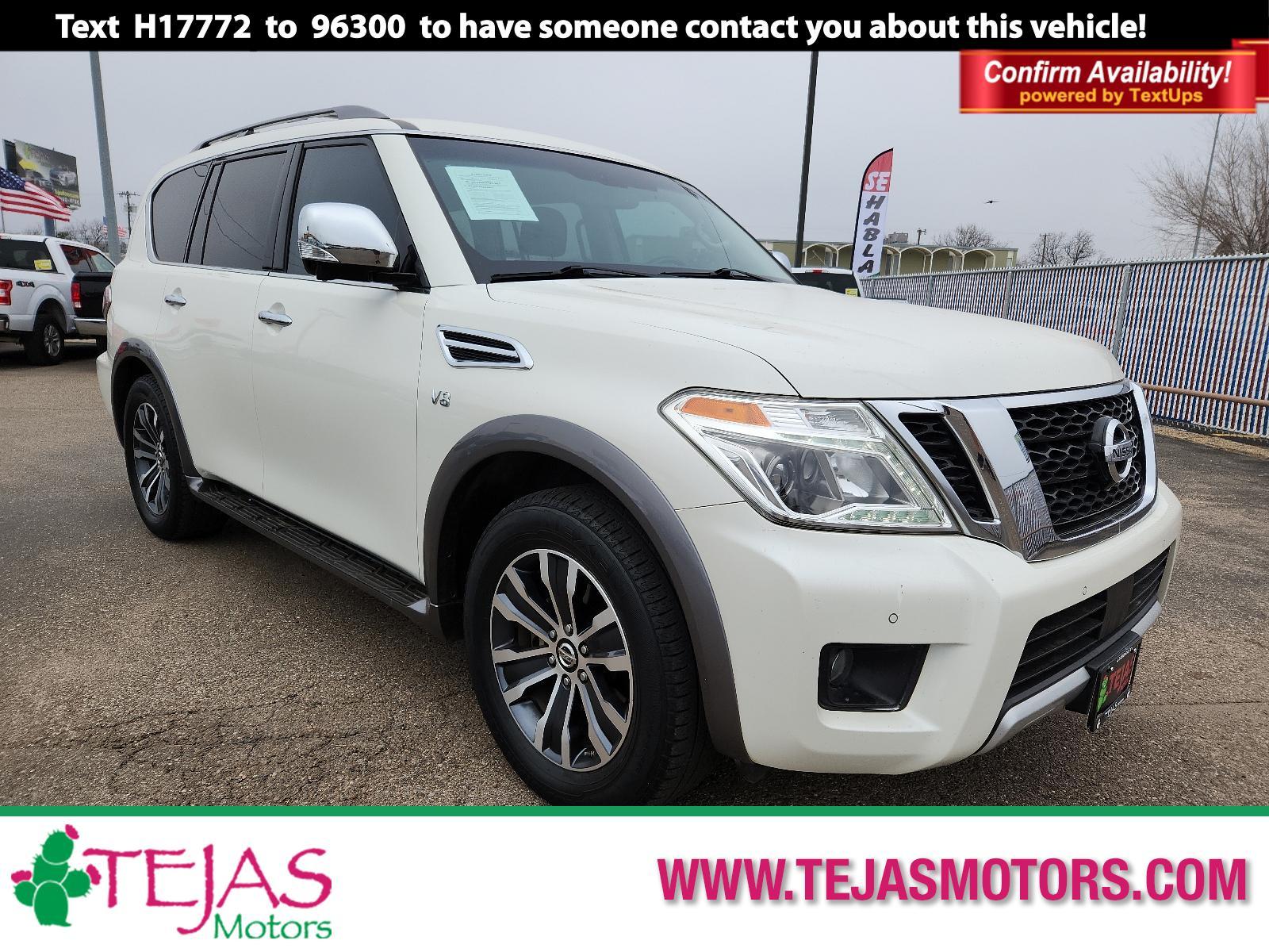 2017 WHITE /Grey Nissan Armada SL (JN8AY2ND9H9) with an Engine: 5.6L DOHC 32V Endurance V8 engine, located at 4110 Avenue Q, Lubbock, 79412, 33.556553, -101.855820 - 01/30/2024 INSPECTION AND KEY IN INVENTORY GOD - Photo #0