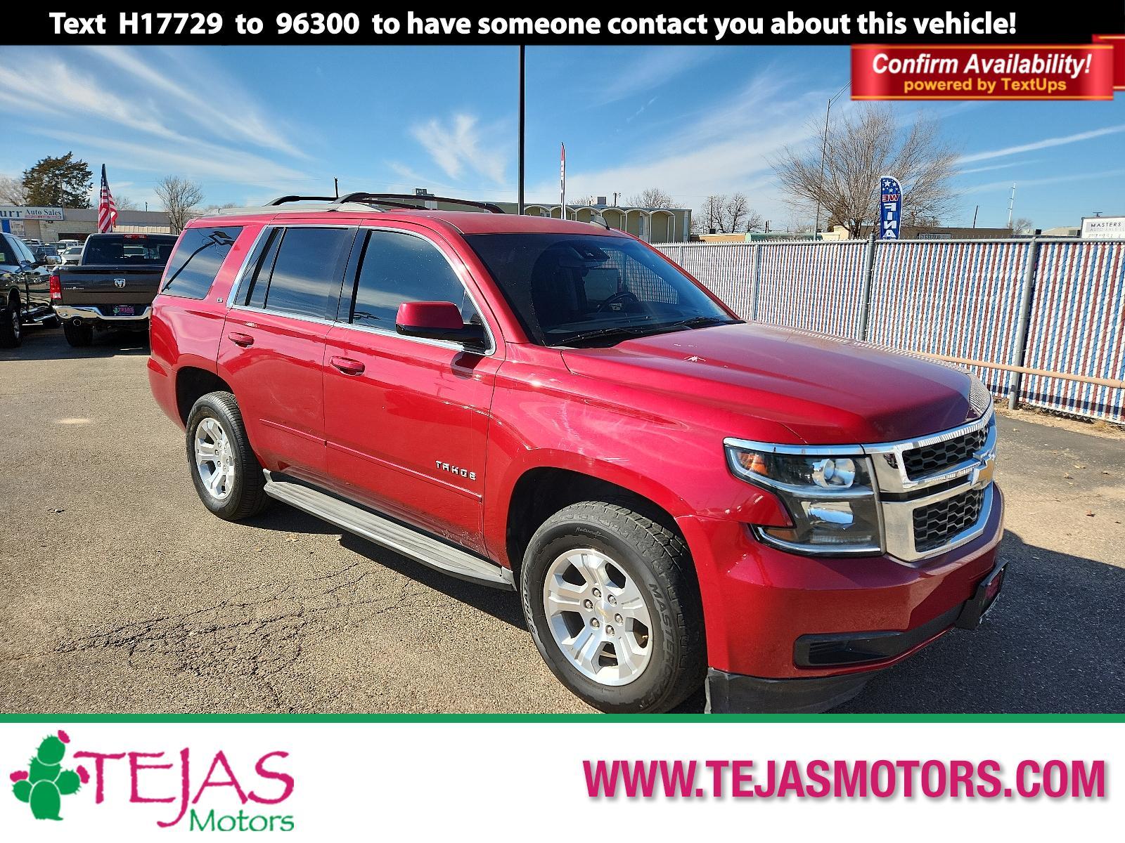 2015 Crystal Red Tintcoat - GBE /Jet Black - H0U Chevrolet Tahoe LS (1GNSCAKC1FR) with an ENGINE, 5.3L ECOTEC3 V8 WITH ACTIVE FUEL MANAGEMENT, DIRECT INJECTION AND VARIABLE VALVE TIMING engine, located at 4110 Avenue Q, Lubbock, 79412, 33.556553, -101.855820 - 02/03/2024 KEY IN ENVELOPE GOD - Photo #0
