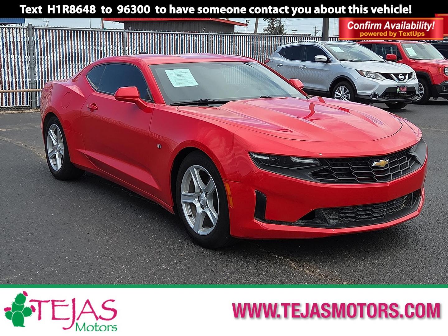 2020 Red Hot - G7C /Jet Black - H1T Chevrolet Camaro RWD Coupe 1LT (1G1FB1RX5L0) with an 2L I-4 gasoline direct injection, DOHC, variable valve control, intercooled turbo, premium unleaded, engine with 275HP engine, located at 4110 Avenue Q, Lubbock, 79412, 33.556553, -101.855820 - Photo#0