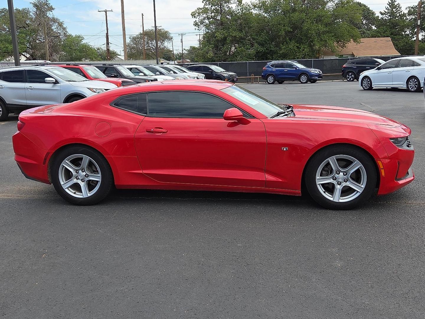 2020 Red Hot - G7C /Jet Black - H1T Chevrolet Camaro RWD Coupe 1LT (1G1FB1RX5L0) with an 2L I-4 gasoline direct injection, DOHC, variable valve control, intercooled turbo, premium unleaded, engine with 275HP engine, located at 4110 Avenue Q, Lubbock, 79412, 33.556553, -101.855820 - Photo#1