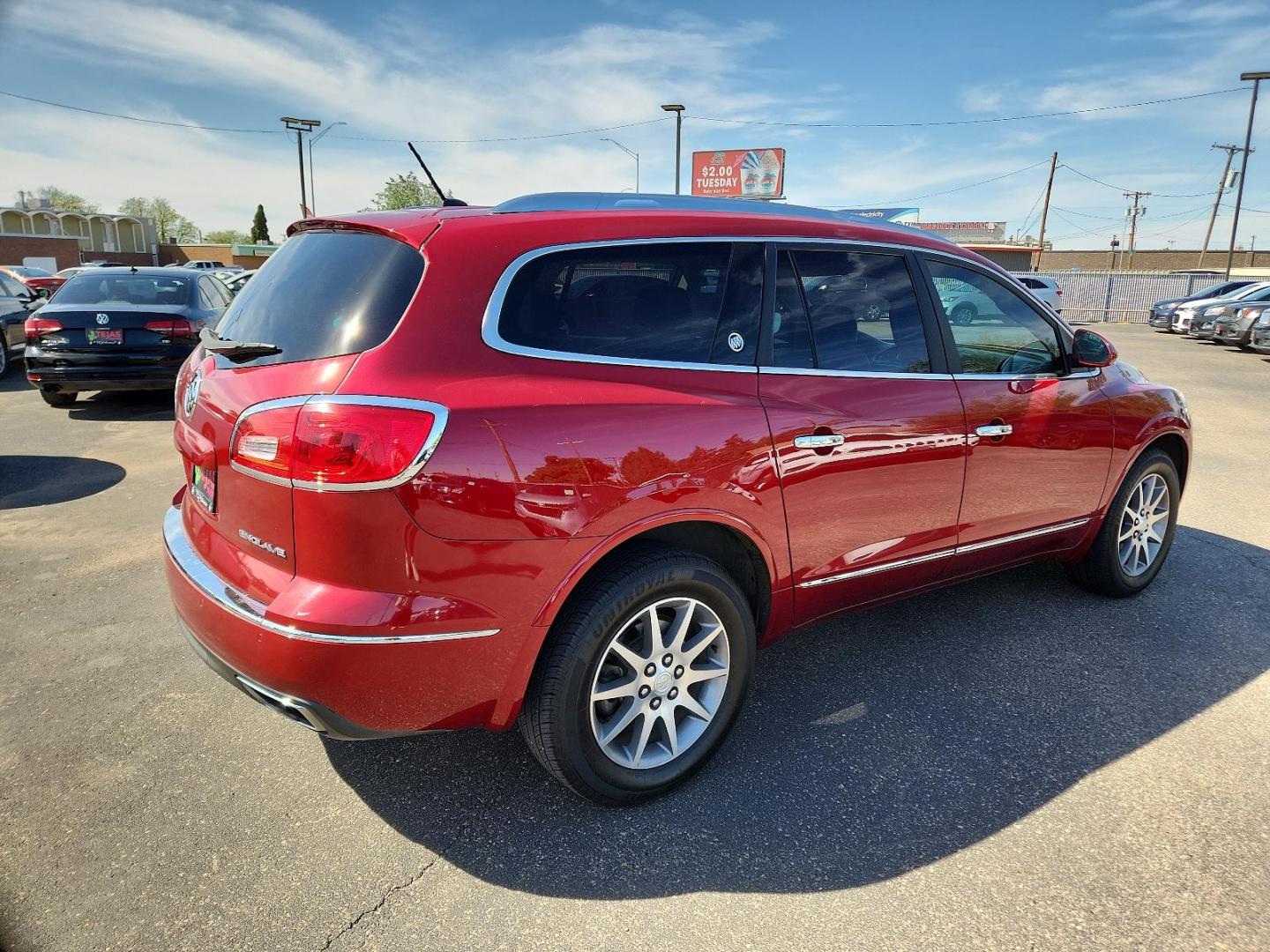 2014 RED Buick Enclave Leather (5GAKRBKD7EJ) with an 3.6L V-6 gasoline direct injection, DOHC, variable valve control, regular unleaded, engine with 288HP engine, located at 4110 Avenue Q, Lubbock, 79412, 33.556553, -101.855820 - 04/05/2024 INSPECTION IN ENVELOPE GOD - Photo#1