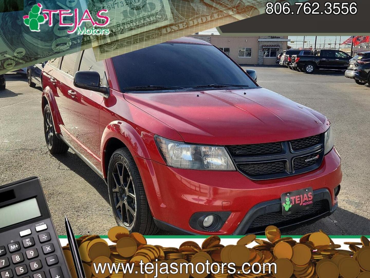 2016 Redline 2 Coat Pearl - PRM /Black - X9 Dodge Journey SXT (3C4PDCBB4GT) with an Tigershark MultiAir 2.4L I-4 DOHC, variable valve control, regular unleaded, engine with 173HP engine, located at 4110 Avenue Q, Lubbock, 79412, 33.556553, -101.855820- Photo#0