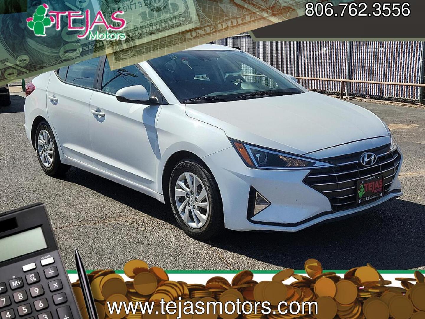 2020 WHITE /Black - C1 Hyundai Elantra SE (5NPD74LF0LH) with an Nu 2L I-4 DOHC, D-CVVT variable valve control, regular unleaded, engine with 147HP engine, located at 4110 Avenue Q, Lubbock, 79412, 33.556553, -101.855820- Photo#0