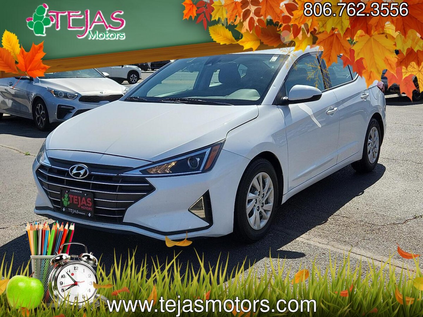 2020 WHITE /Black - C1 Hyundai Elantra SE (5NPD74LF0LH) with an Nu 2L I-4 DOHC, D-CVVT variable valve control, regular unleaded, engine with 147HP engine, located at 4110 Avenue Q, Lubbock, 79412, 33.556553, -101.855820- Photo#1