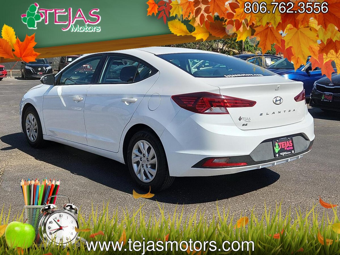 2020 WHITE /Black - C1 Hyundai Elantra SE (5NPD74LF0LH) with an Nu 2L I-4 DOHC, D-CVVT variable valve control, regular unleaded, engine with 147HP engine, located at 4110 Avenue Q, Lubbock, 79412, 33.556553, -101.855820- Photo#2