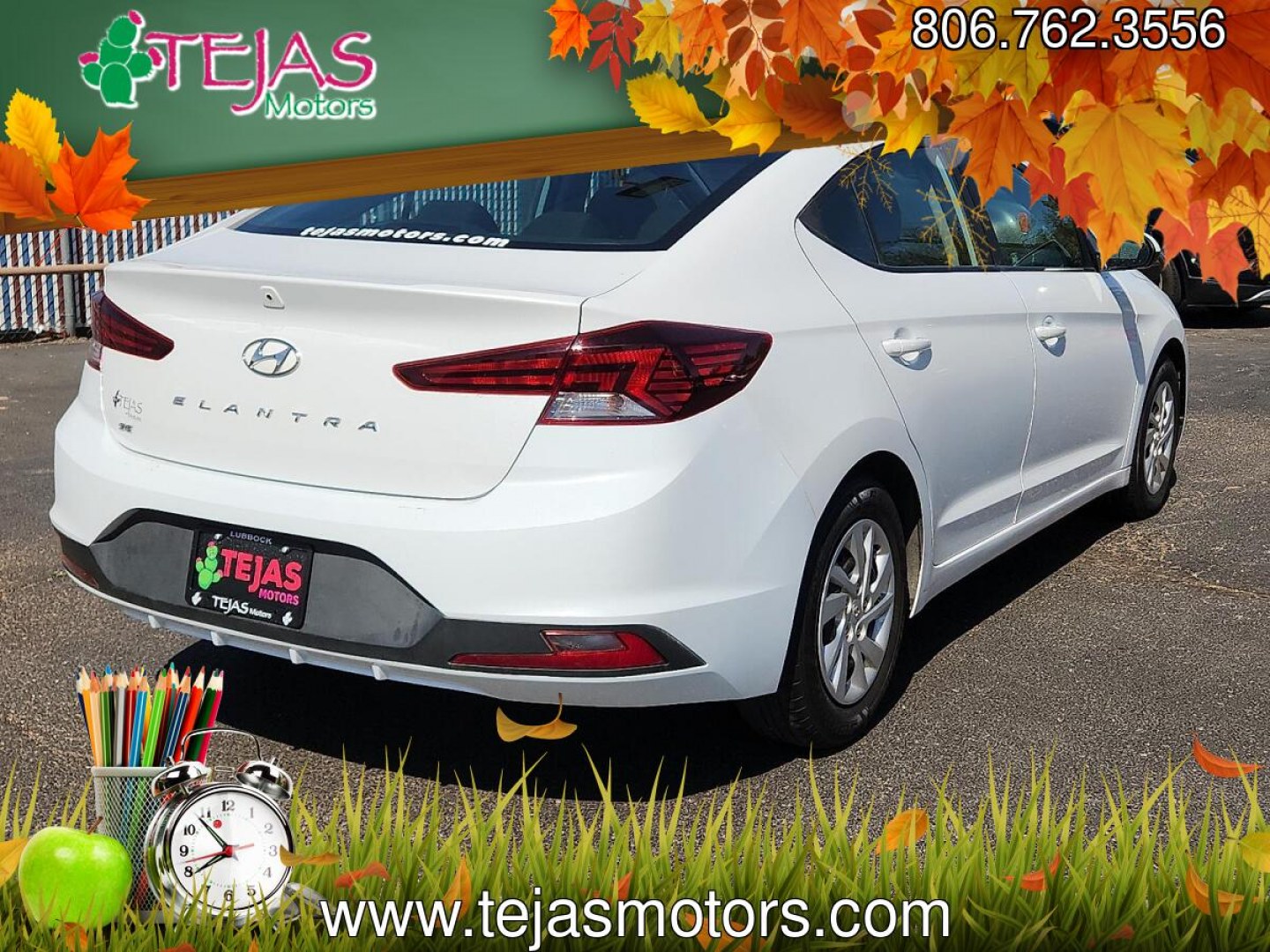 2020 WHITE /Black - C1 Hyundai Elantra SE (5NPD74LF0LH) with an Nu 2L I-4 DOHC, D-CVVT variable valve control, regular unleaded, engine with 147HP engine, located at 4110 Avenue Q, Lubbock, 79412, 33.556553, -101.855820- Photo#3