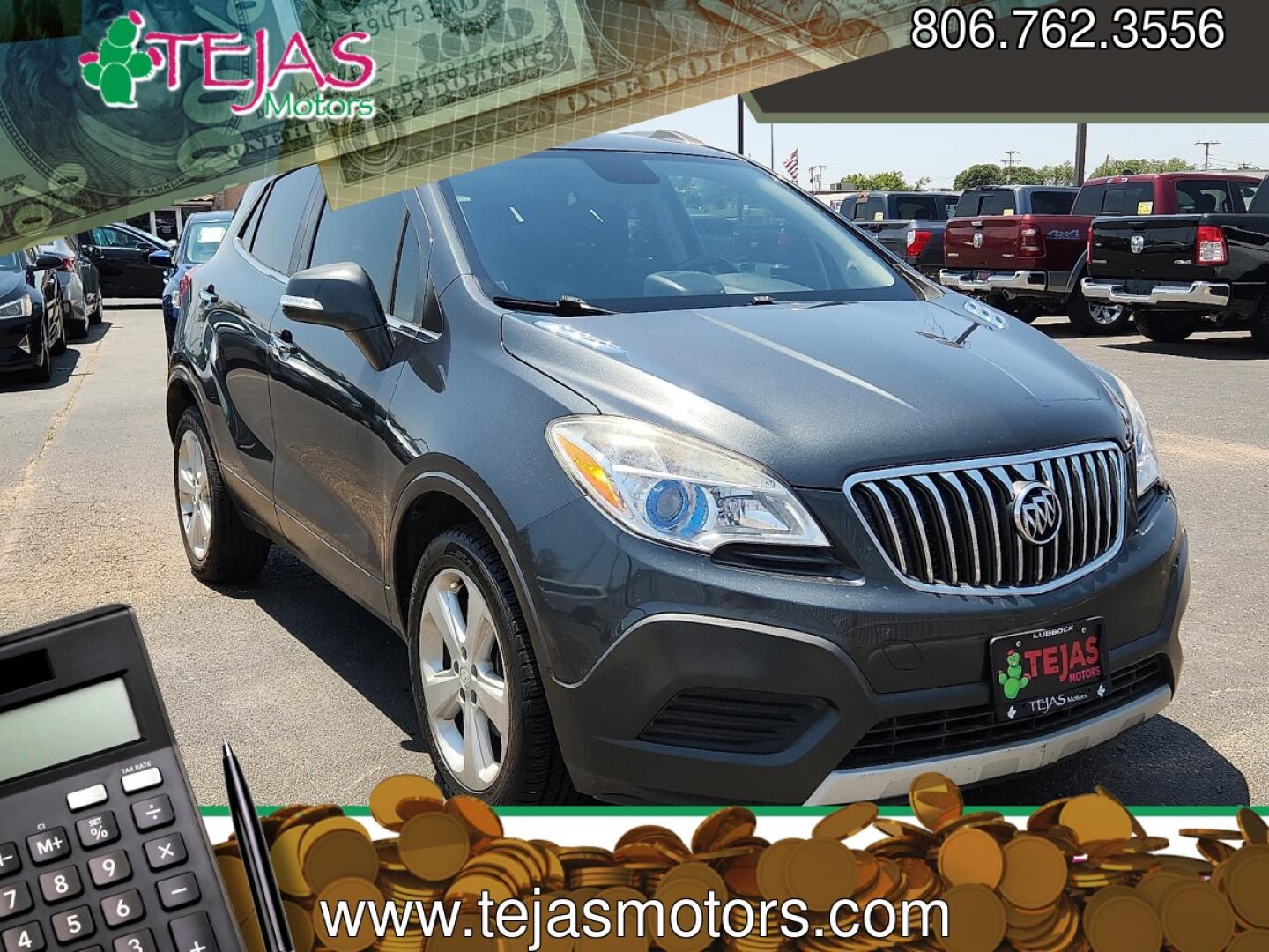 2016 Carbon Black Metallic - GAR /Ebony - AFN Buick Encore (KL4CJASB2GB) with an Ecotec 1.4L I-4 DOHC, variable valve control, intercooled turbo, regular unleaded, engine with 138HP engine, located at 4110 Avenue Q, Lubbock, 79412, 33.556553, -101.855820- Photo#0