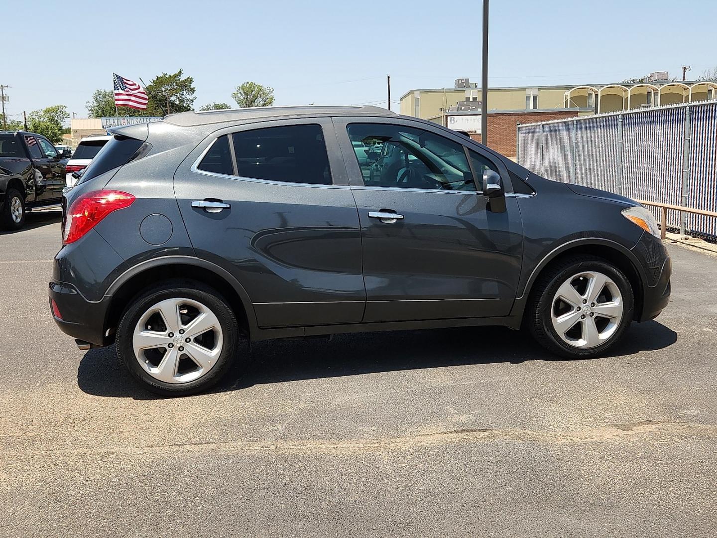 2016 Carbon Black Metallic - GAR /Ebony - AFN Buick Encore (KL4CJASB2GB) with an Ecotec 1.4L I-4 DOHC, variable valve control, intercooled turbo, regular unleaded, engine with 138HP engine, located at 4110 Avenue Q, Lubbock, 79412, 33.556553, -101.855820- Photo#2
