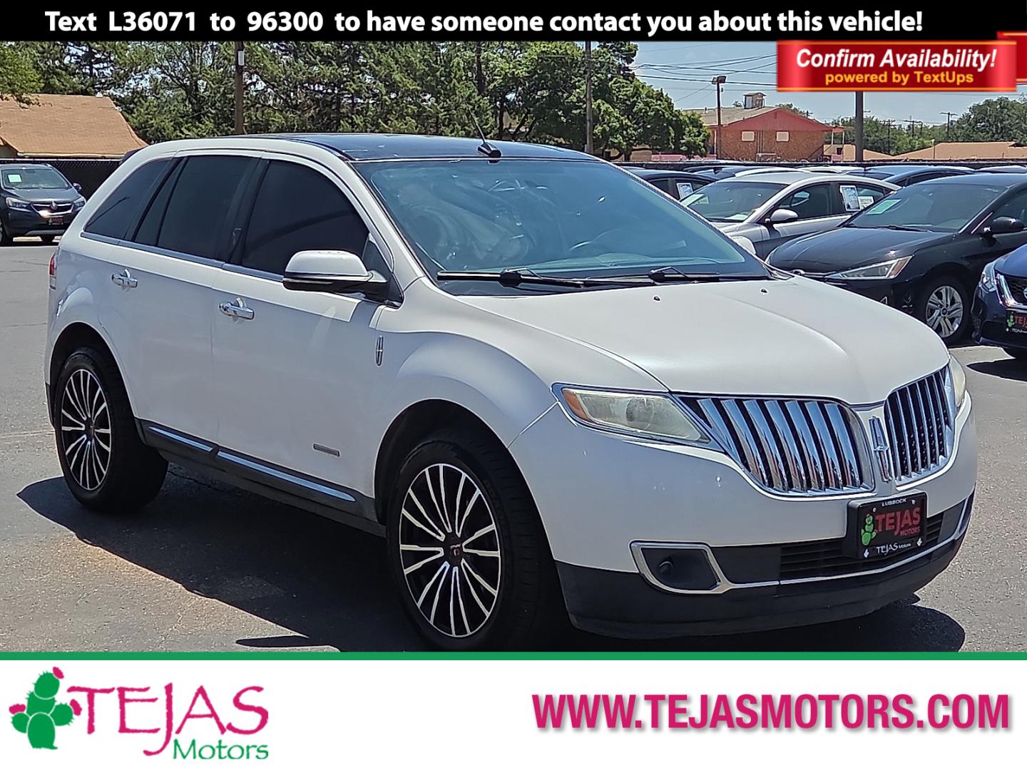 2013 White Platinum Metallic Tri-Coat - UG /Canyon w/Black Piping/Charcoal Black - CC Lincoln MKX (2LMDJ6JK5DB) with an 3.7L V-6 DOHC, variable valve control, regular unleaded, engine with 305HP engine, located at 4110 Avenue Q, Lubbock, 79412, 33.556553, -101.855820- Photo#0