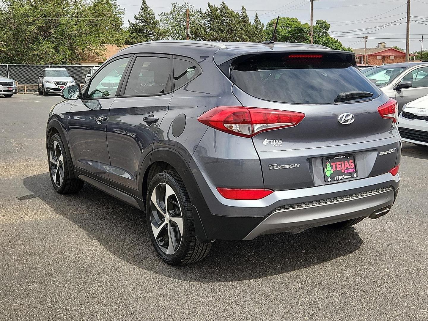 2016 Coliseum Grey - Z5G /Gray - TGG Hyundai Tucson Sport (KM8J33A20GU) with an 1.6L I-4 gasoline direct injection, DOHC, variable valve control, intercooled turbo, regular unleaded, engine with 175HP engine, located at 4110 Avenue Q, Lubbock, 79412, 33.556553, -101.855820 - Photo#2