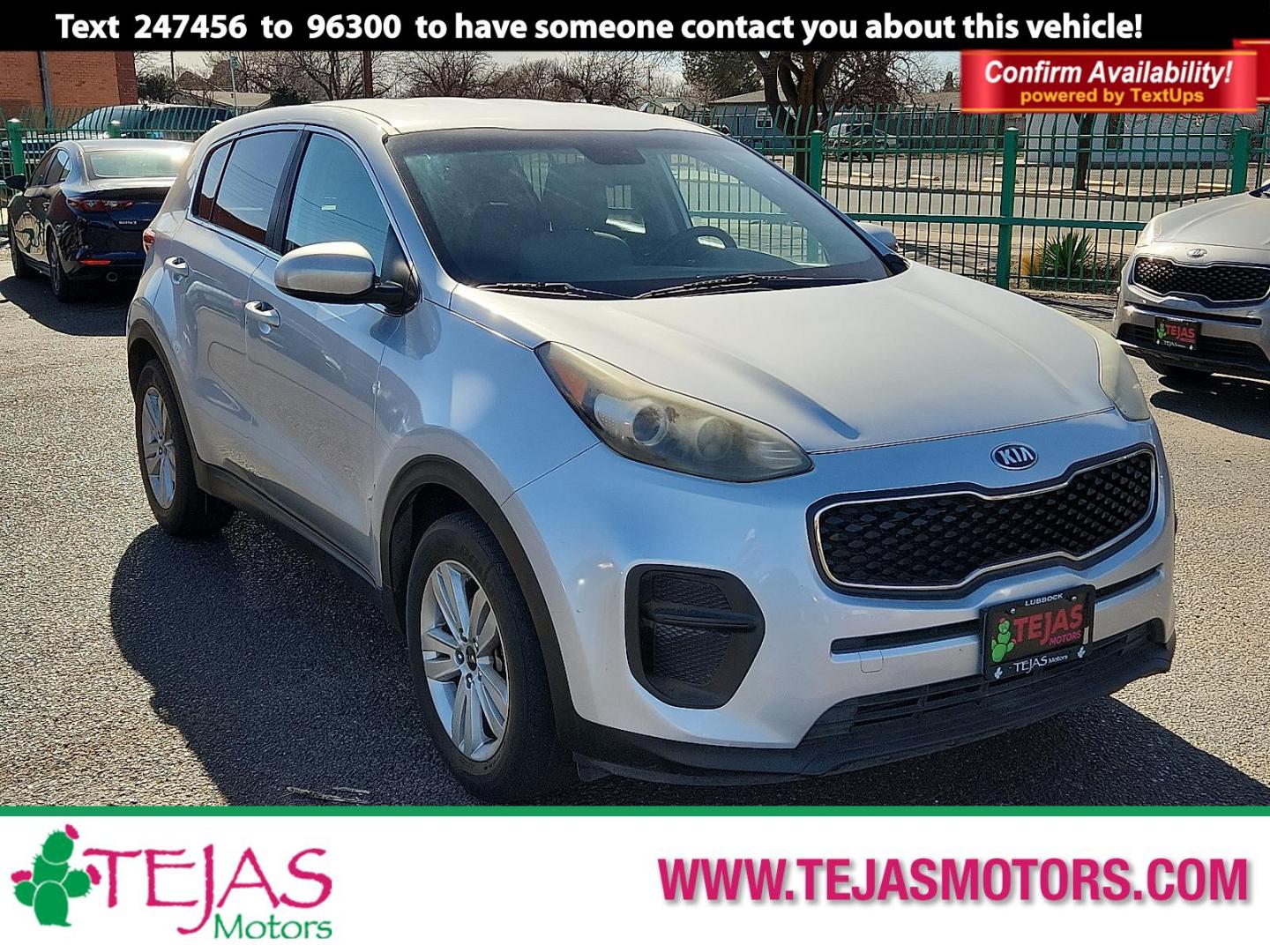 2017 Sparkling Silver - KCS /Gray - GBU Kia Sportage LX (KNDPM3AC4H7) with an Theta II 2.4L I-4 gasoline direct injection, DOHC, D-CVVT variable valve control, regular unleaded, engine with 181HP engine, located at 4110 Avenue Q, Lubbock, 79412, 33.556553, -101.855820 - Photo#0