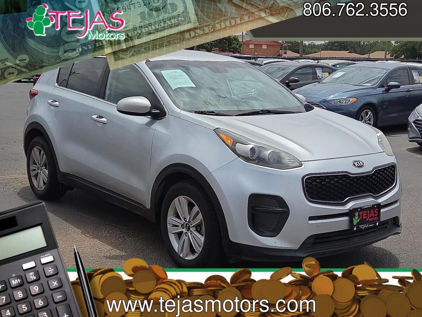 2017 Sparkling Silver - KCS /Gray - GBU Kia Sportage LX (KNDPM3AC4H7) with an Theta II 2.4L I-4 gasoline direct injection, DOHC, D-CVVT variable valve control, regular unleaded, engine with 181HP engine, located at 4110 Avenue Q, Lubbock, 79412, 33.556553, -101.855820- Photo#0