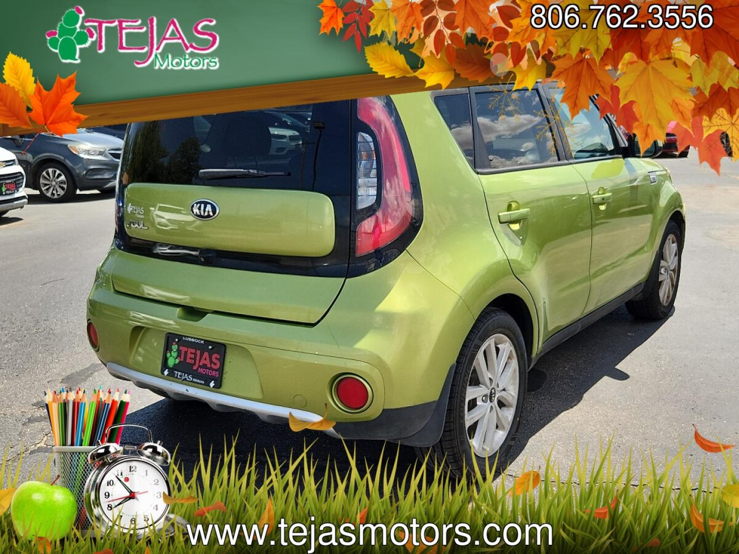 2018 Green /Black - EQ Kia Soul + (KNDJP3A50J7) with an 2L I-4 gasoline direct injection, DOHC, D-CVVT variable valve control, regular unleaded, engine with 161HP engine, located at 4110 Avenue Q, Lubbock, 79412, 33.556553, -101.855820 - 08/13/2026 KEY IN ENVELOPE GOD- Photo#2