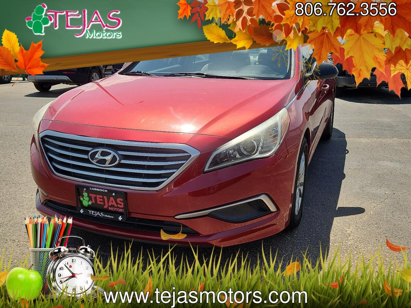 2017 Scarlet Red - PR /Beige - BB Hyundai Sonata SE (5NPE24AF8HH) with an 2.4L I-4 gasoline direct injection, DOHC, D-CVVT variable valve control, regular unleaded, engine with 185HP engine, located at 4110 Avenue Q, Lubbock, 79412, 33.556553, -101.855820- Photo#1