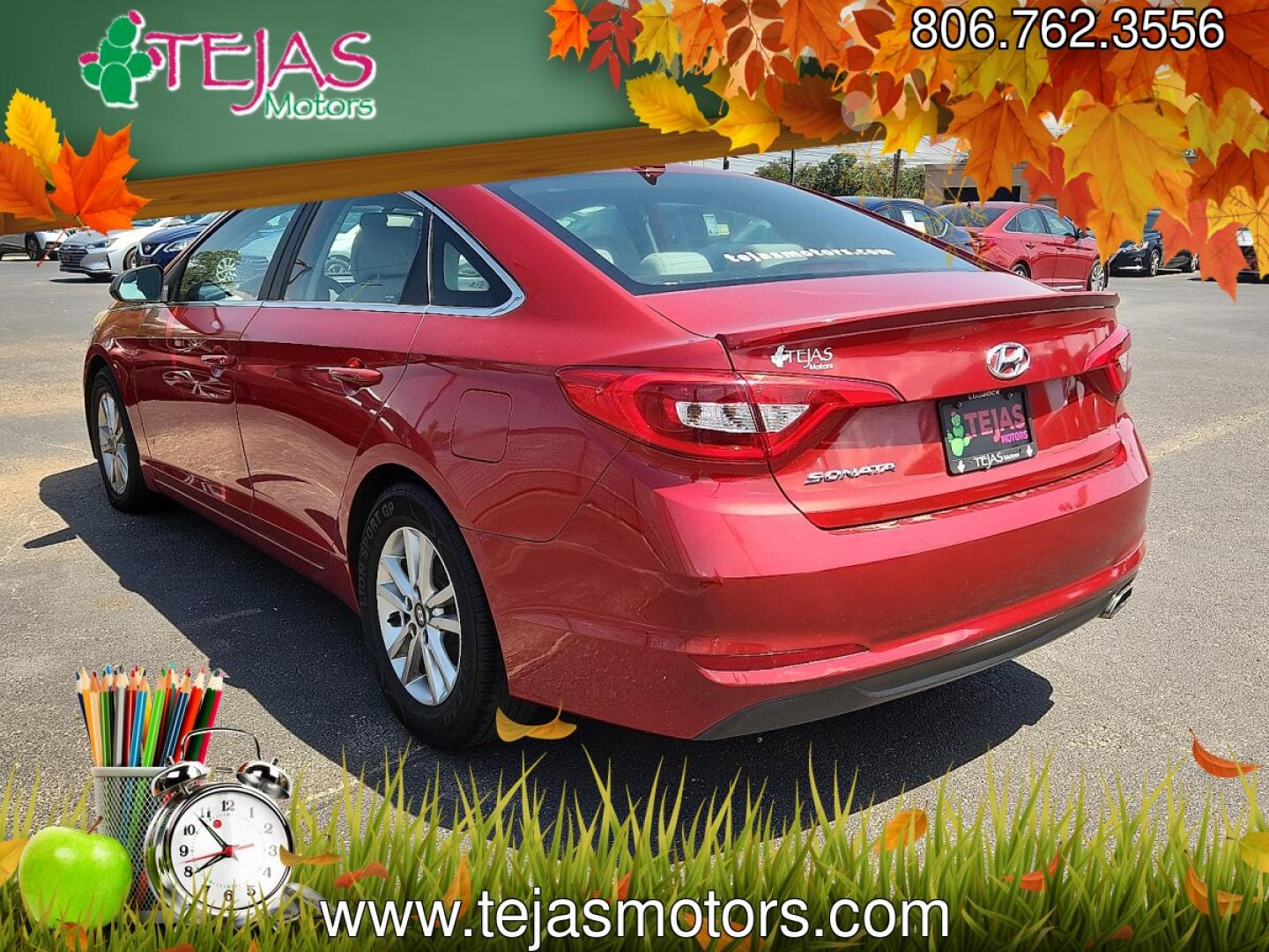 2017 Scarlet Red - PR /Beige - BB Hyundai Sonata SE (5NPE24AF8HH) with an 2.4L I-4 gasoline direct injection, DOHC, D-CVVT variable valve control, regular unleaded, engine with 185HP engine, located at 4110 Avenue Q, Lubbock, 79412, 33.556553, -101.855820- Photo#2