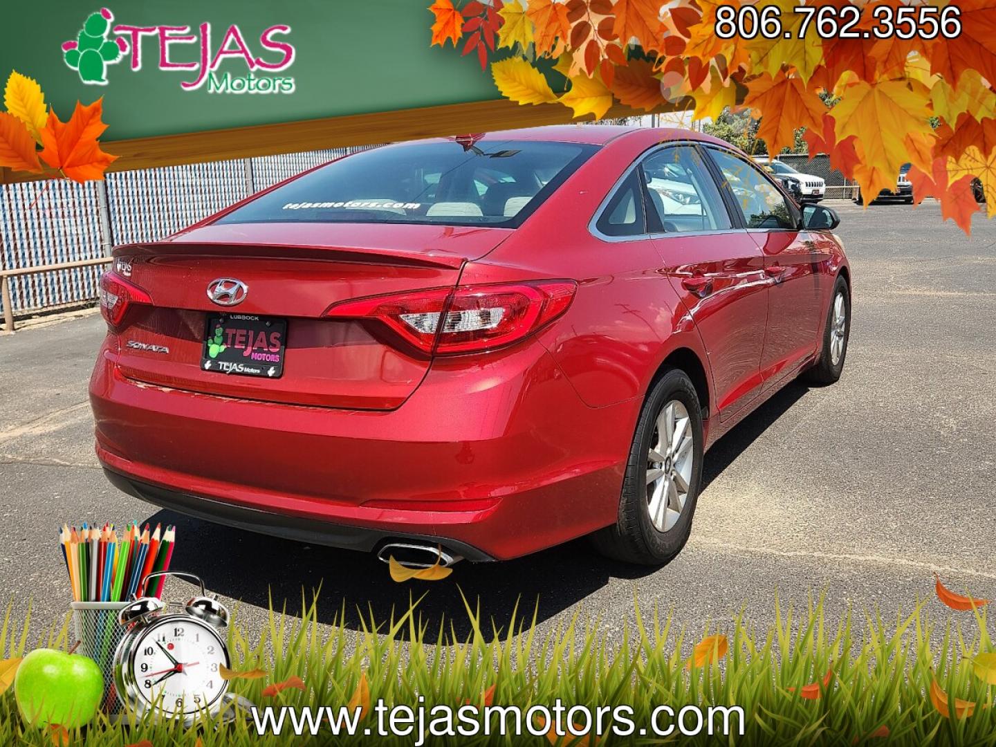 2017 Scarlet Red - PR /Beige - BB Hyundai Sonata SE (5NPE24AF8HH) with an 2.4L I-4 gasoline direct injection, DOHC, D-CVVT variable valve control, regular unleaded, engine with 185HP engine, located at 4110 Avenue Q, Lubbock, 79412, 33.556553, -101.855820- Photo#3
