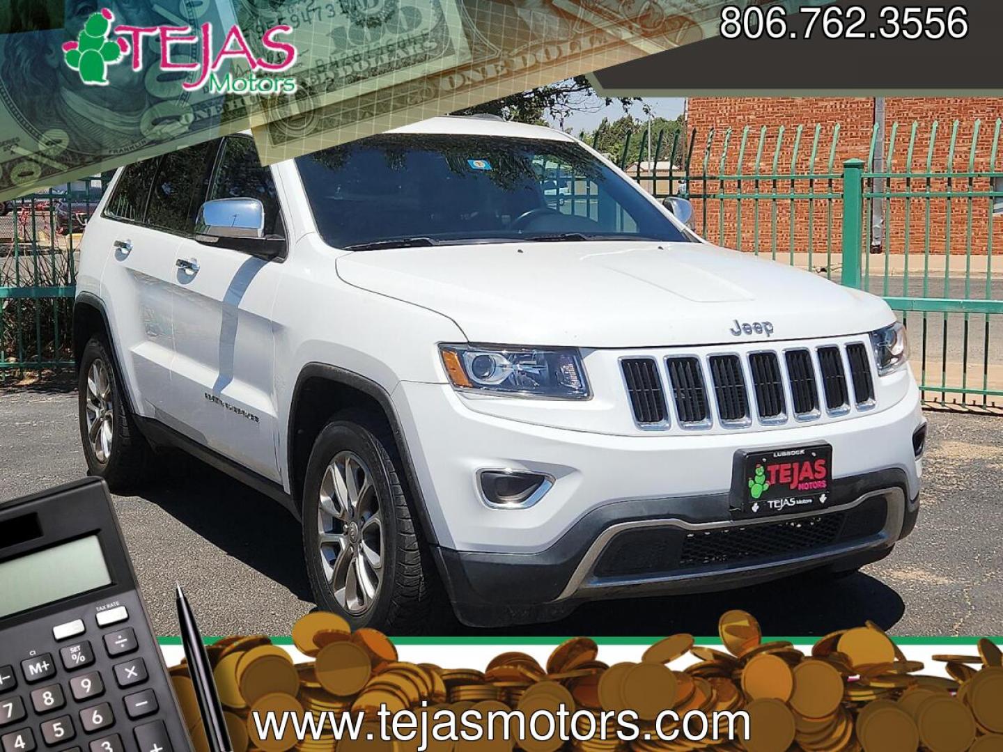 2015 Bright White Clearcoat - PW7 /Black - X9 Jeep Grand Cherokee Limited (1C4RJEBG4FC) with an 3.6L V-6 DOHC, variable valve control, regular unleaded, engine with 290HP engine, located at 4110 Avenue Q, Lubbock, 79412, 33.556553, -101.855820 - 07/03/2026 KEY IN ENVELOPE GOD- Photo#0