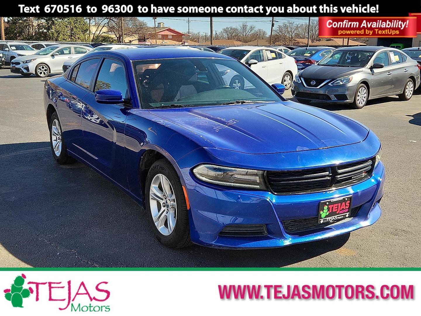 2019 Indigo Blue - PBM /Black - X9 Dodge Charger SXT RWD (2C3CDXBG8KH) with an Pentastar 3.6L V-6 DOHC, variable valve control, regular unleaded, engine with 292HP engine, located at 4110 Avenue Q, Lubbock, 79412, 33.556553, -101.855820 - Photo#0
