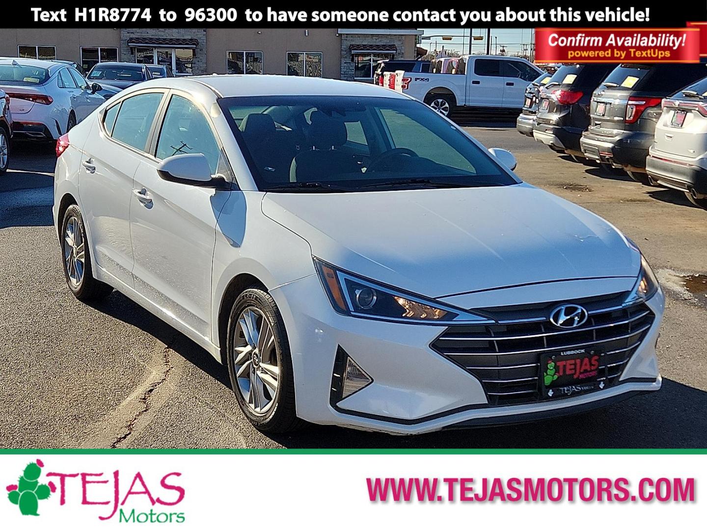 2020 WHITE Hyundai Elantra SEL (5NPD84LF1LH) with an Nu 2L I-4 DOHC, D-CVVT variable valve control, regular unleaded, engine with 147HP engine, located at 4110 Avenue Q, Lubbock, 79412, 33.556553, -101.855820 - Photo#0
