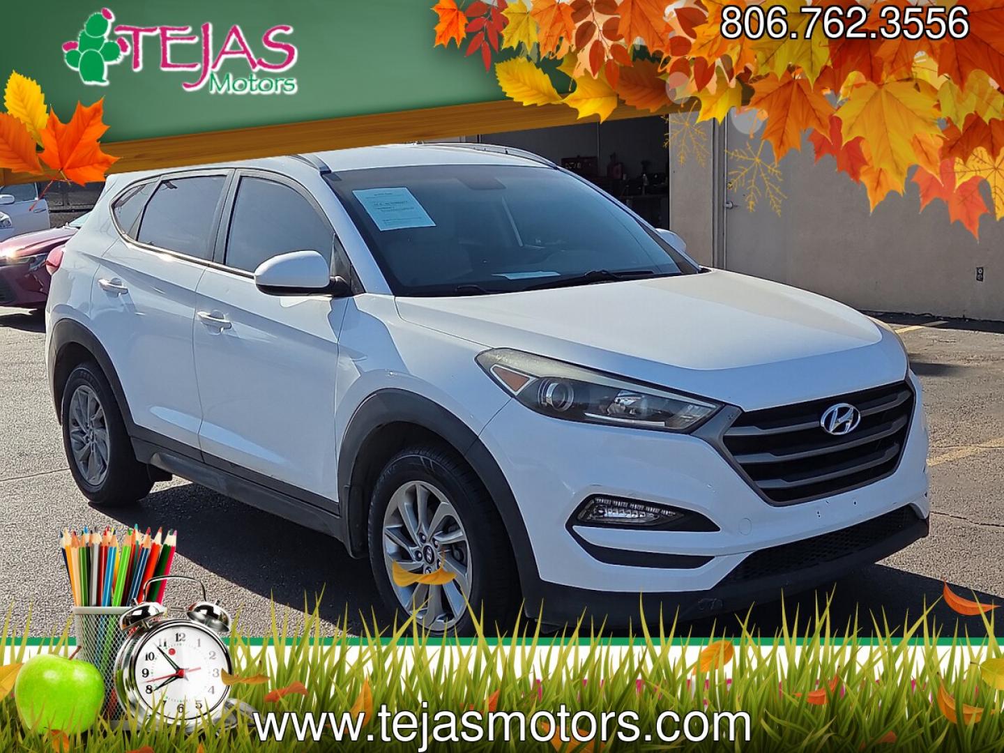 2016 Winter White - PKW /Beige - YAK Hyundai Tucson SE (KM8J33A40GU) with an Nu 2L I-4 gasoline direct injection, DOHC, variable valve control, regular unleaded, engine with 164HP engine, located at 4110 Avenue Q, Lubbock, 79412, 33.556553, -101.855820- Photo#0