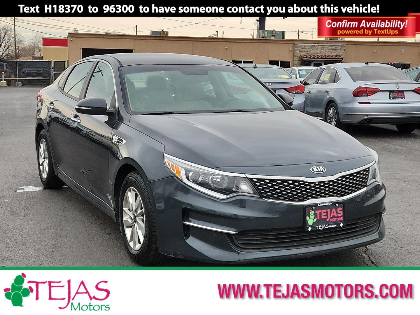 2016 GRAY Kia Optima LX (5XXGT4L3XGG) with an Theta II 2.4L I-4 gasoline direct injection, DOHC, CVVT variable valve control, regular unleaded, engine with 185HP engine, located at 4110 Avenue Q, Lubbock, 79412, 33.556553, -101.855820 - 02/13/2025 KEY IN ENVELOPE GOD - Photo#0