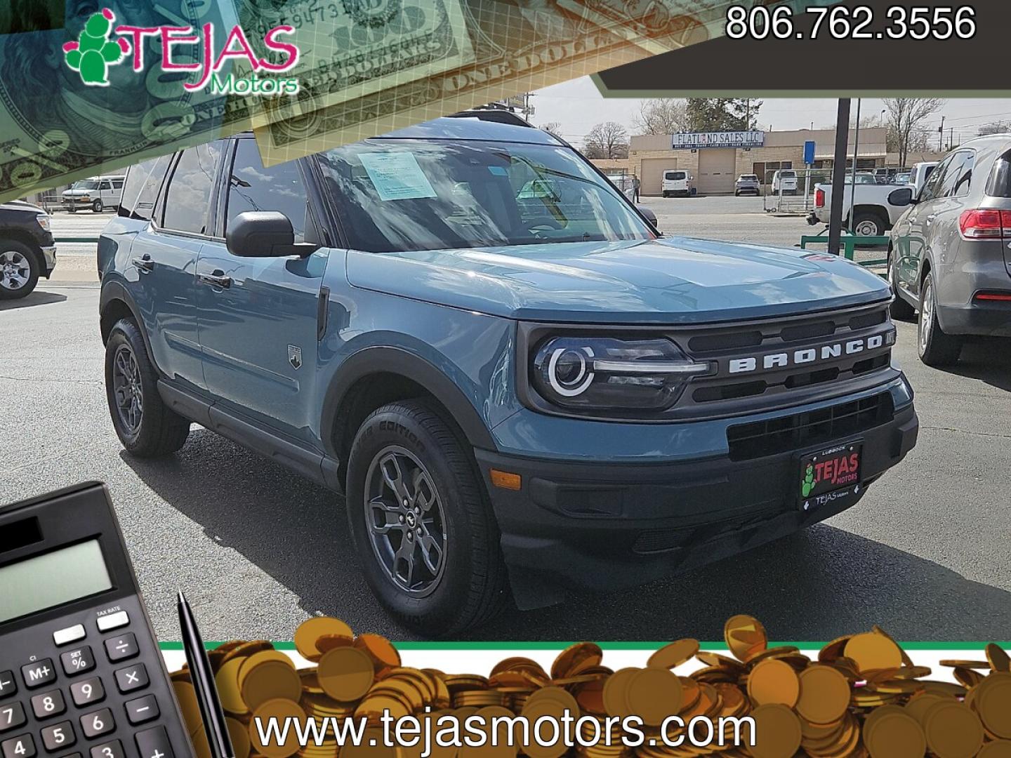 2023 Atlas Blue Metallic - B3 /Medium Dark Slate - QV Ford Bronco Sport Big Bend (3FMCR9B67PR) with an EcoBoost 1.5L I-3 port/direct injection, DOHC, Ti-VCT variable valve control, intercooled turbo, regular unleaded, engine with 181HP engine, located at 4110 Avenue Q, Lubbock, 79412, 33.556553, -101.855820- Photo#0