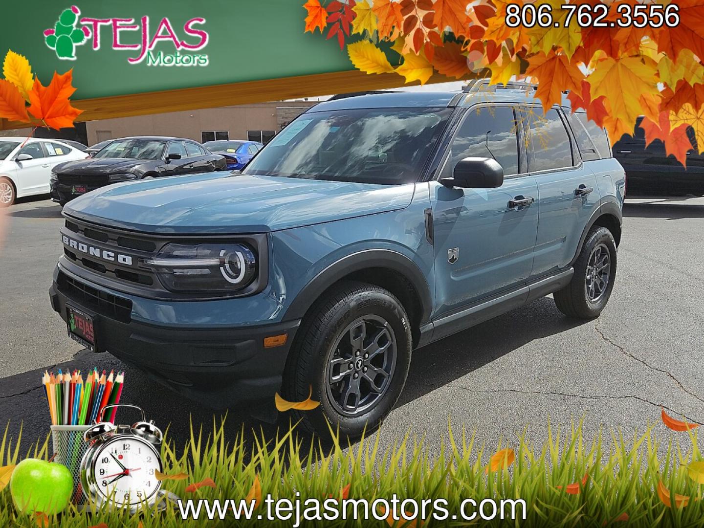 2023 Atlas Blue Metallic - B3 /Medium Dark Slate - QV Ford Bronco Sport Big Bend (3FMCR9B67PR) with an EcoBoost 1.5L I-3 port/direct injection, DOHC, Ti-VCT variable valve control, intercooled turbo, regular unleaded, engine with 181HP engine, located at 4110 Avenue Q, Lubbock, 79412, 33.556553, -101.855820- Photo#1